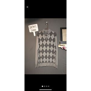 Carbon quarter zip argyle sweater large